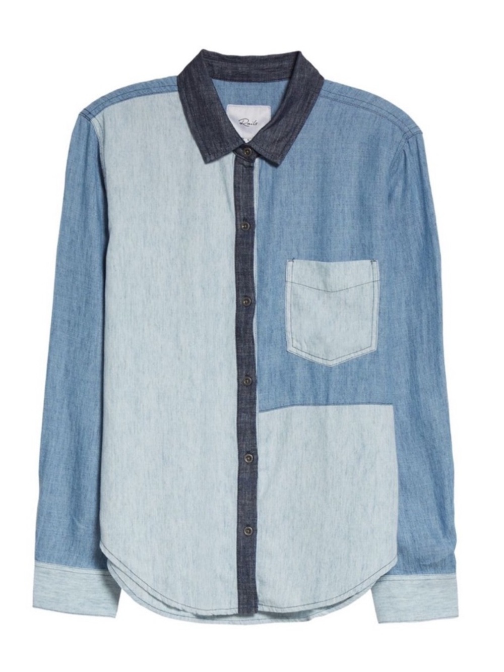 Rails Ingrid Patchwork Colorblock Denim Top size Medium